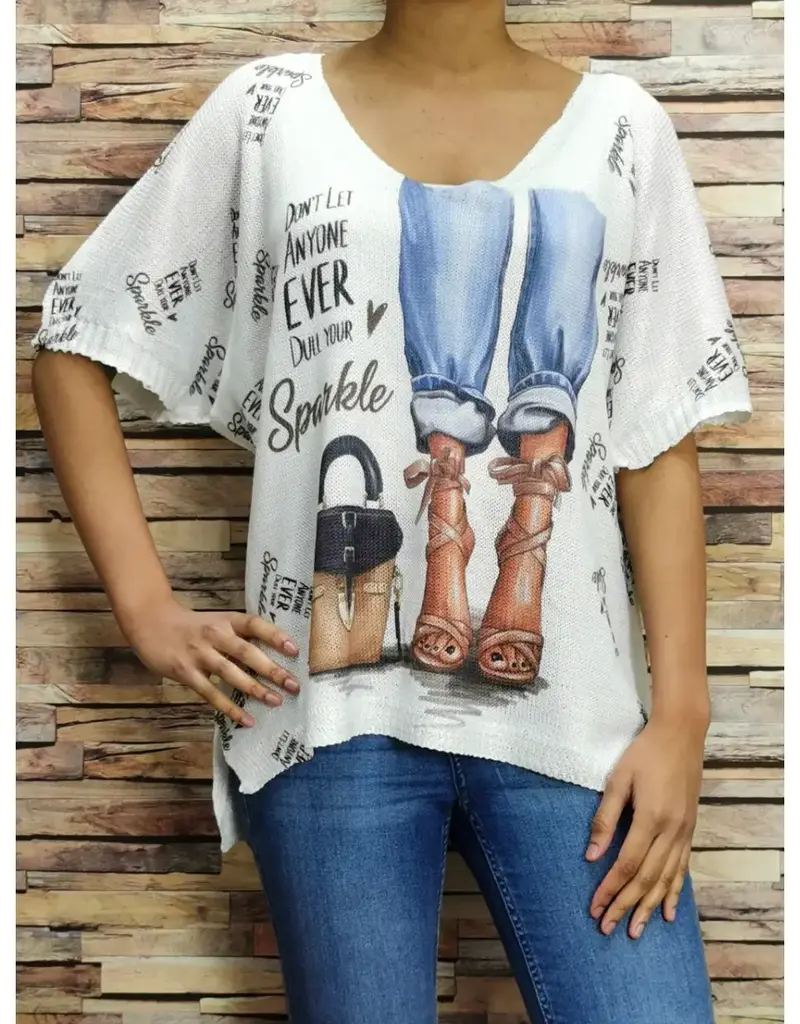 Fashion Sparkle Short Sleeve Knit Top