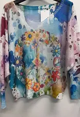 Italian Floral Peace Sign Knit Sweater