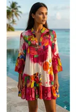 Italian Abstract Tiered Mini Dress