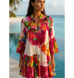 Italian Abstract Tiered Mini Dress