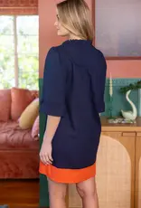 V-Neck Embroidery Detail Shift Dress