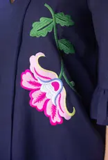 V-Neck Embroidery Detail Shift Dress