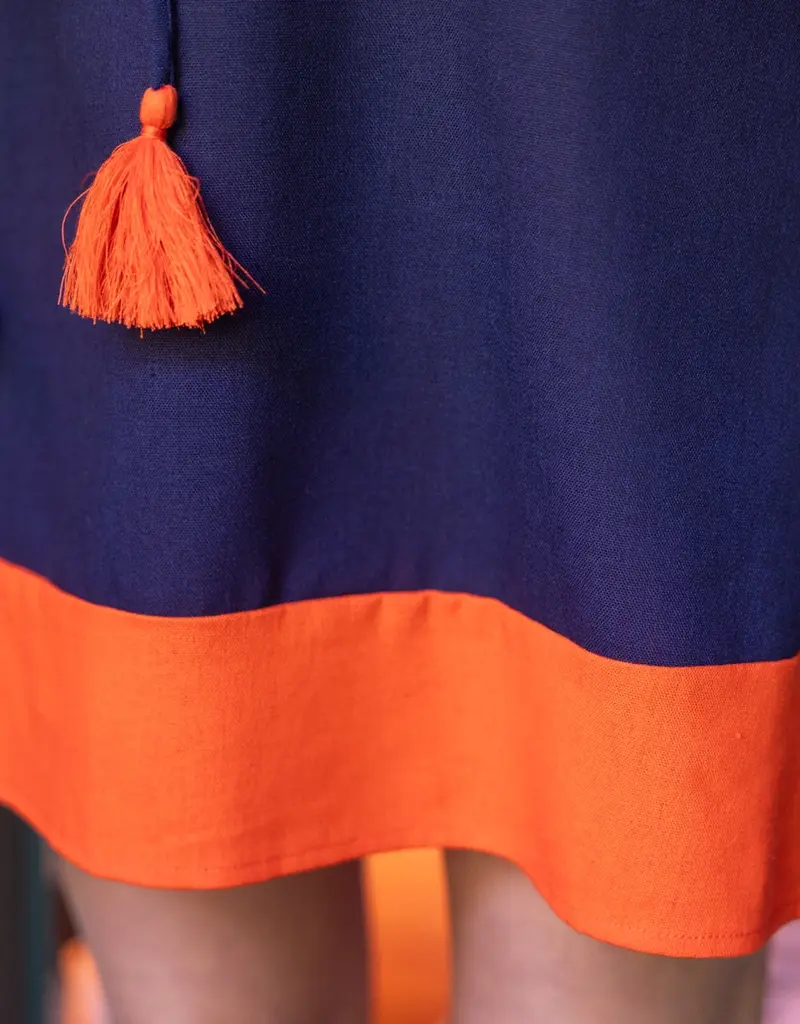 V-Neck Embroidery Detail Shift Dress