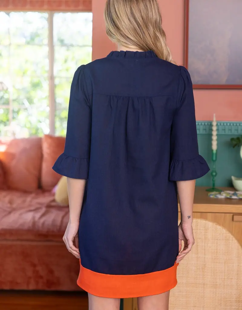 V-Neck Embroidery Detail Shift Dress