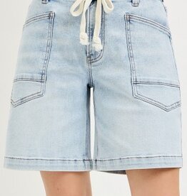 Slouchy Jorts With Waistband Drawstring And Eyelet Details 1XL -3XL