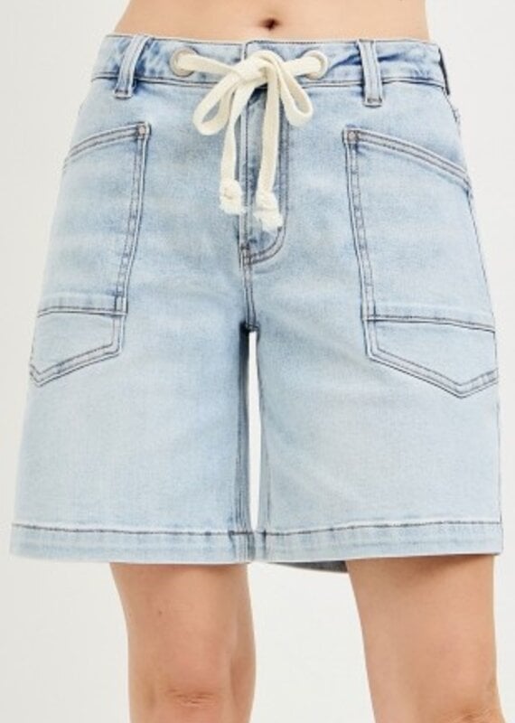 Slouchy Jorts With Waistband Drawstring And Eyelet Details 1XL -3XL