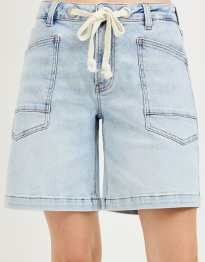 Slouchy Jorts With Waistband Drawstring And Eyelet Details