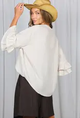 Sammie V-Neck Ruffle Sleeve Detail Top