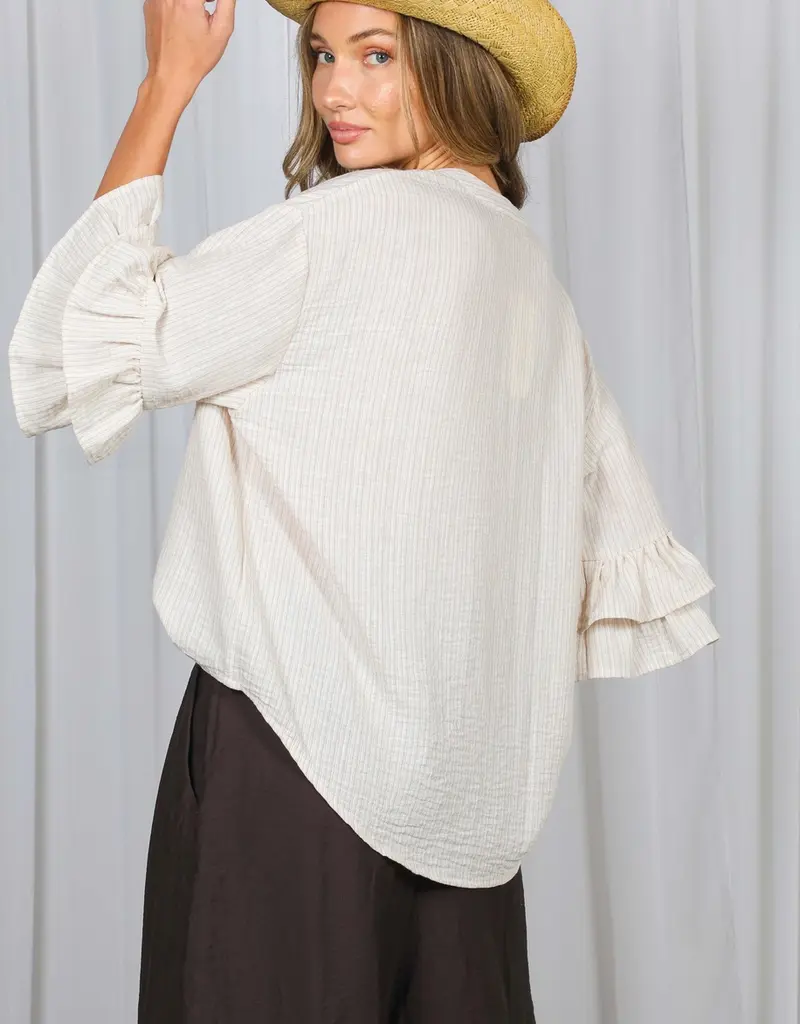 Sammie V-Neck Ruffle Sleeve Detail Top
