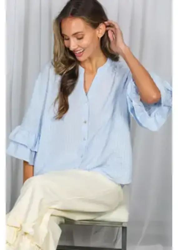Sammie V-Neck Ruffle Sleeve Detail Top