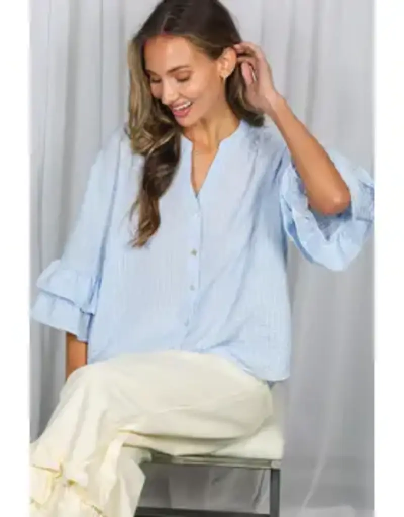 Sammie V-Neck Ruffle Sleeve Detail Top