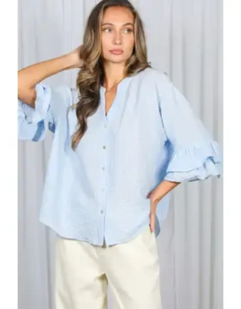 Sammie V-Neck Ruffle Sleeve Detail Top