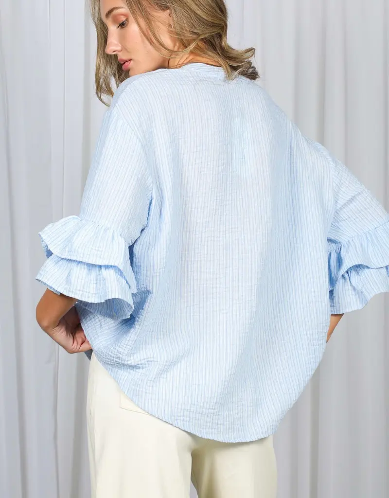 Sammie V-Neck Ruffle Sleeve Detail Top