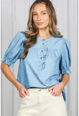 Polka Dot Ruffled Detail Tencel Top