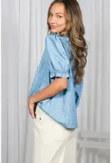 Polka Dot Ruffled Detail Tencel Top