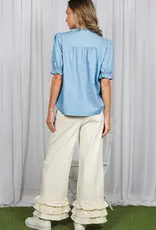 Polka Dot Ruffled Detail Tencel Top