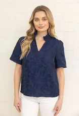 V-Neck Butterfly Jacquard Top