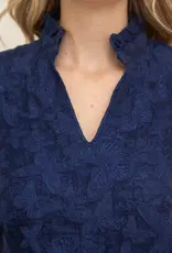 V-Neck Butterfly Jacquard Top