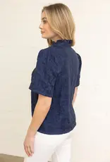 V-Neck Butterfly Jacquard Top