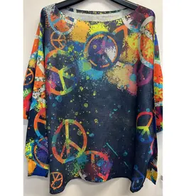 Peace & Love Knit Top - Navy - ONE SIZE