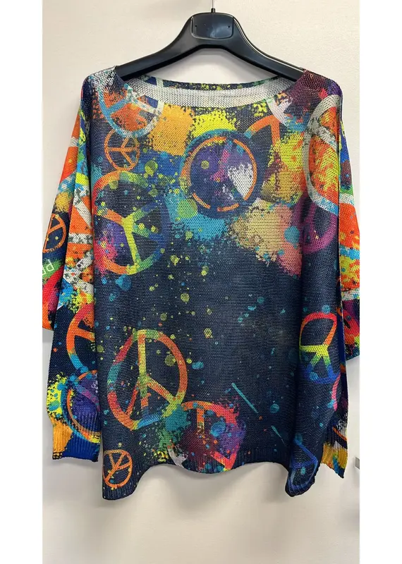 Peace & Love Knit Top - Navy - ONE SIZE