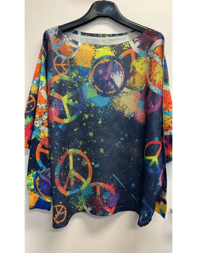 Peace & Love Knit Top - Navy - ONE SIZE