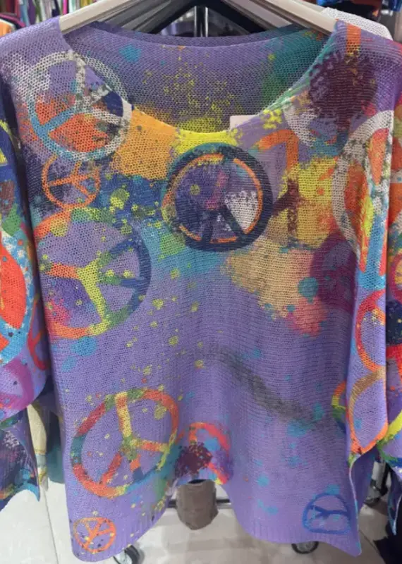 Peace & Love Knit Top - Purple - ONE SIZE