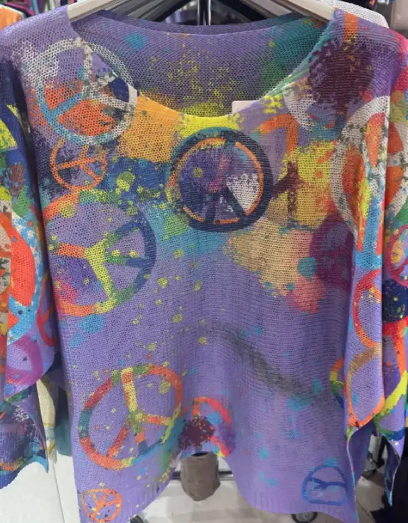 Peace & Love Knit Top - Purple - ONE SIZE
