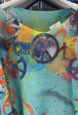 Peace & Love Knit Top - Turquoise - ONE SIZE