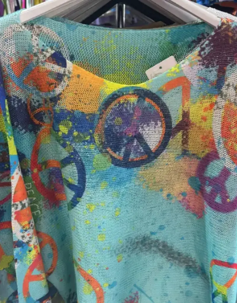 Peace & Love Knit Top - Turquoise - ONE SIZE