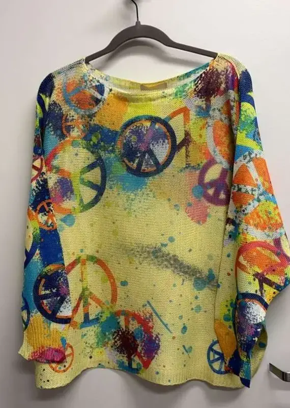 Peace & Love Knit Top - Yellow - ONE SIZE