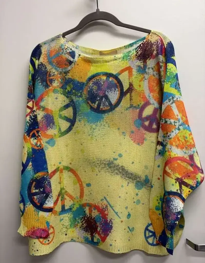 Peace & Love Knit Top - Yellow - ONE SIZE