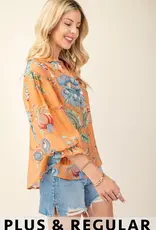 Let's GatherTop with 3/4 Length Gathered Balloon Sleeves