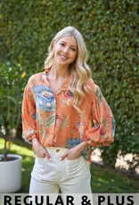 Let's GatherTop with 3/4 Length Gathered Balloon Sleeves