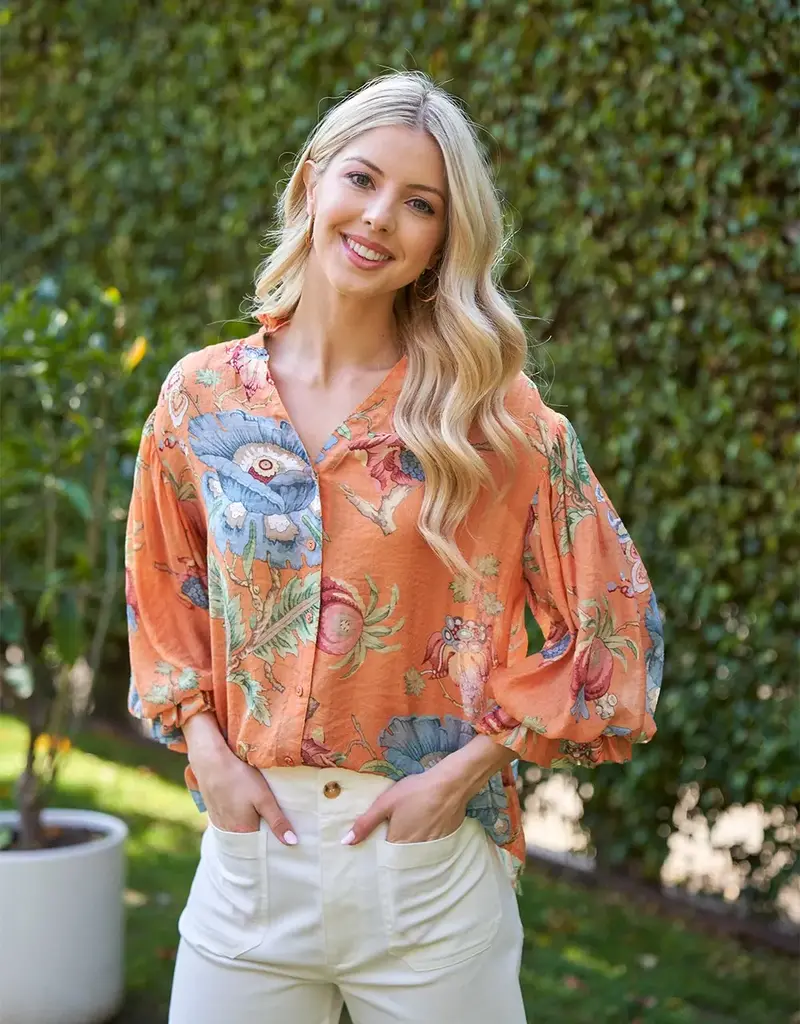 Let's GatherTop with 3/4 Length Gathered Balloon Sleeves