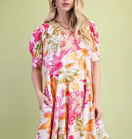 Flo V-Neck Dress with Stitching Details on Collar