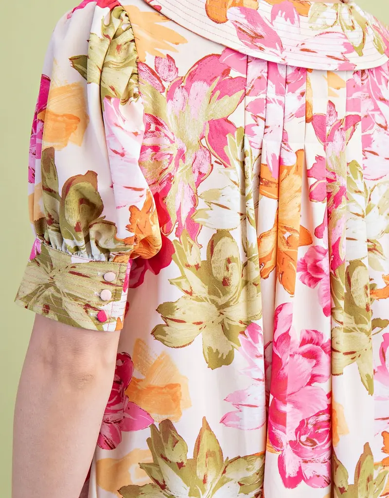 Flo V-Neck Dress with Stitching Details on Collar