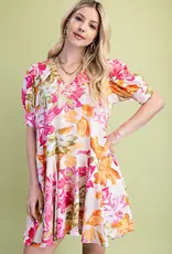 Flo V-Neck Dress with Stitching Details on Collar