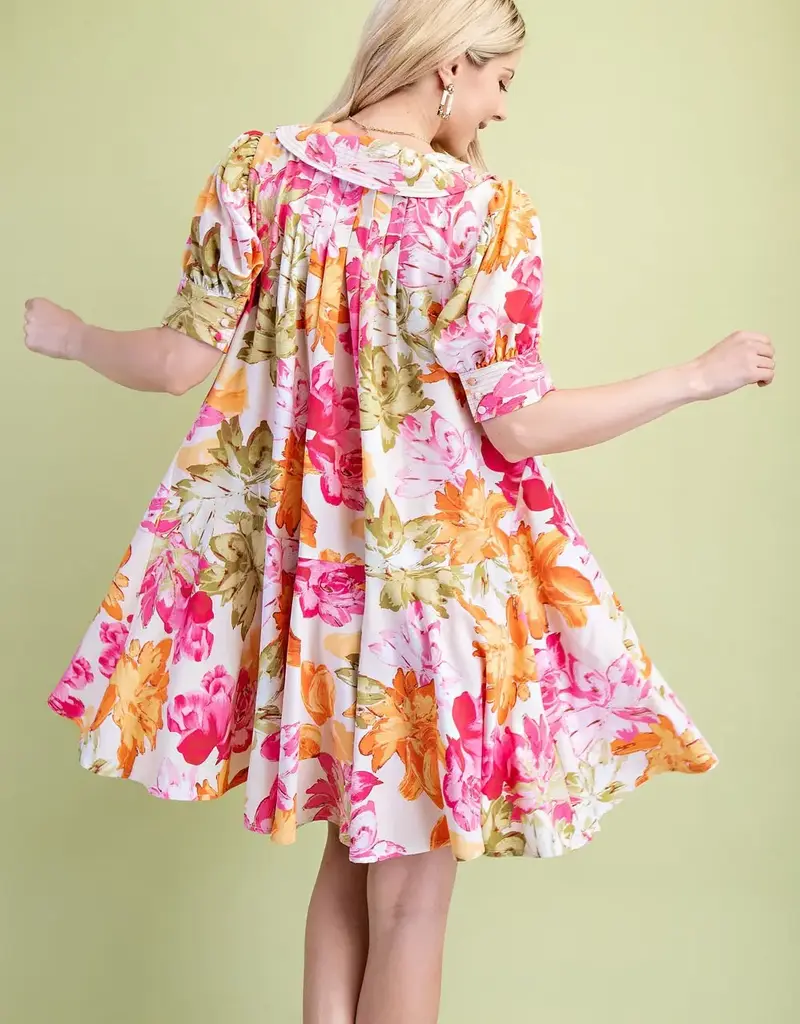 Flo V-Neck Dress with Stitching Details on Collar