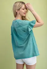 Maddie Mineral Wash Half Button Top