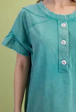 Maddie Mineral Wash Half Button Top