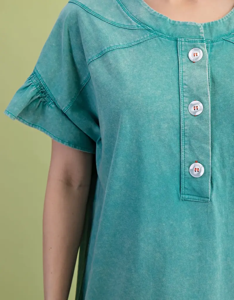 Maddie Mineral Wash Half Button Top