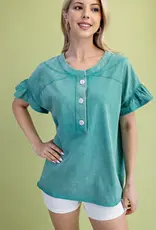 Maddie Mineral Wash Half Button Top