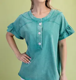 Maddie Mineral Wash Half Button Top