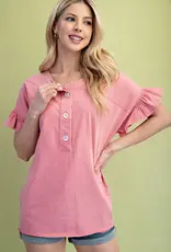 Maddie Mineral Wash Half Button Top