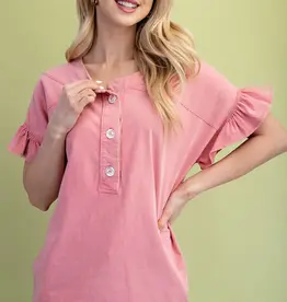 Maddie Mineral Wash Half Button Top