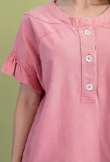 Maddie Mineral Wash Half Button Top