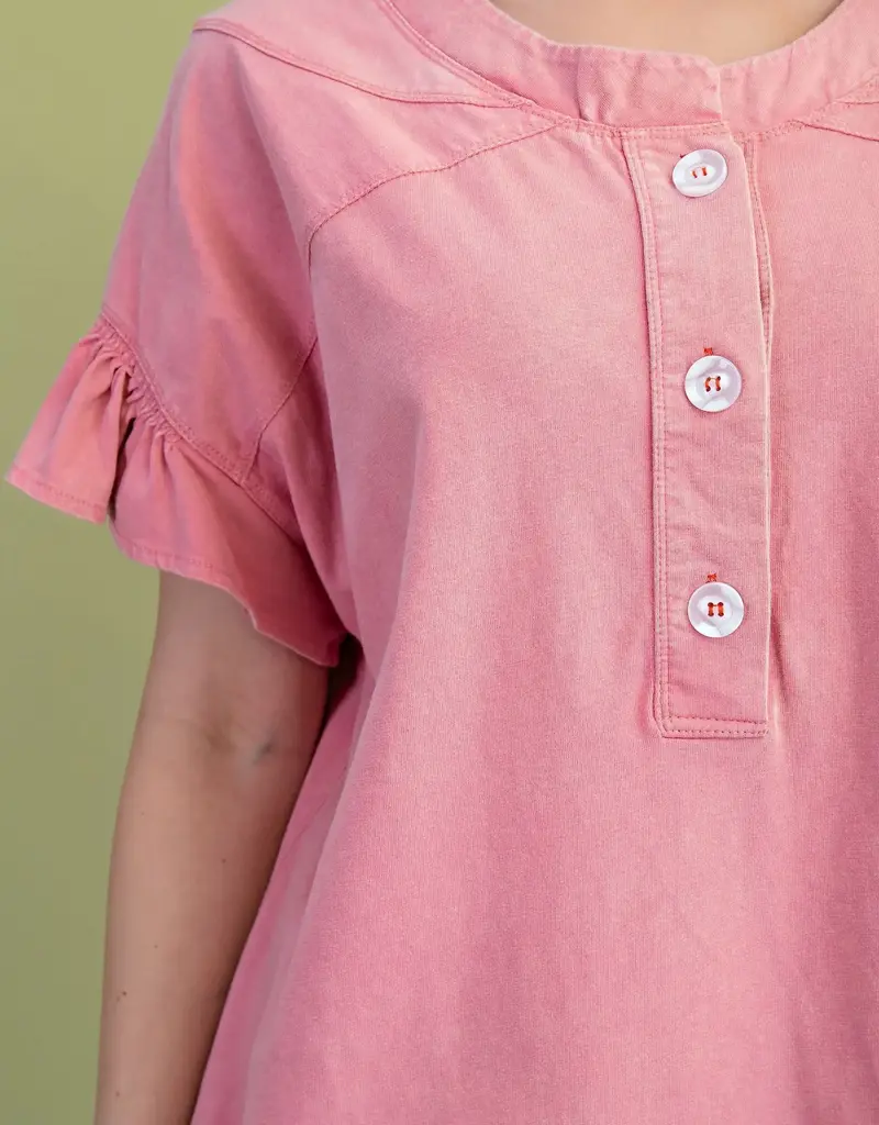 Maddie Mineral Wash Half Button Top