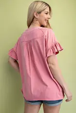 Maddie Mineral Wash Half Button Top