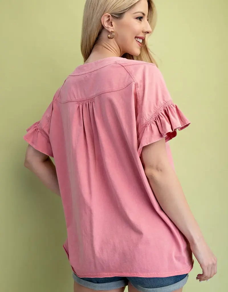 Maddie Mineral Wash Half Button Top